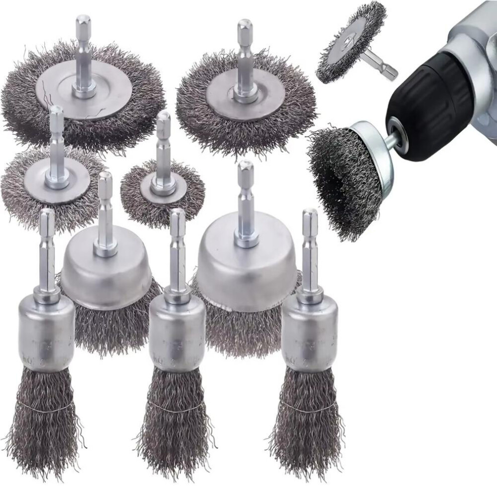 1/4 Inch Hex Shank Wire Brush Wheel Cup Set 10 Pack For Drill 0.012 St 4853197694585
