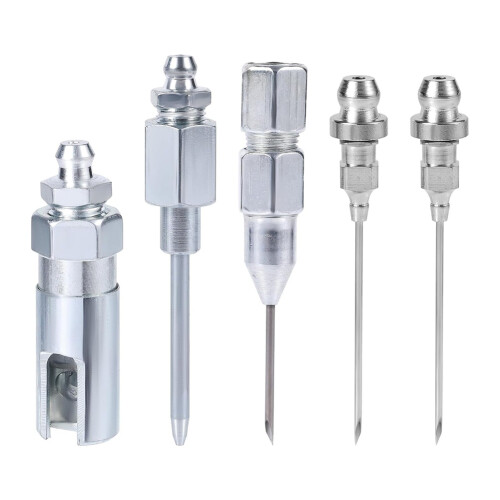 5pcs Grease Needle Tip Kit, Grease Needle Dispenser Hardened Steel Gre