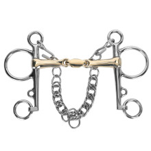 Horse Bits Snaffle Stainless Steel Pelham Bit with Jointed Silicon Brass Connector for Equestrian Beginners