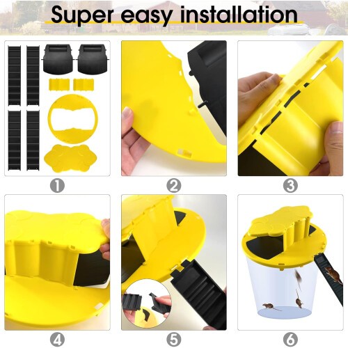 Bucket Lid Mouse Trap with Humane Automatic Catch and Easy Installation for Rodent Control 2