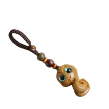 Figurine de serpent du zodiaque en bois, pendentif,-Porte-clés