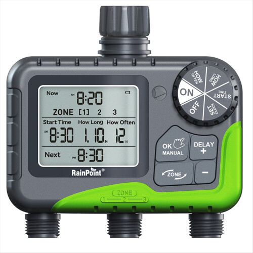 3-Outlet Automatic Water Timer Garden Irrigation Watering System Cont