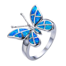 Opal Ring Blue Gemstone Jewelry for Women Wedding Engagement Gift for Girlfriend