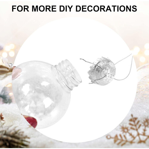 24Piece White Christmas Tree Baubles Set, 6 cm, Plastic Ornaments with Sequ 1