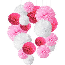 Bruilofts- en verjaardagsdecoraties, zelfgemaakte papieren pompons verfraaien de kamerdecoratie met een elegant kleurenpalet, geschikt voor