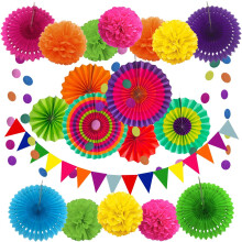 Pompoane din hârtie multicolore, decorațiuni pentru petrecere Fiesta pentru Holi de ziua de naștere, fiesta mexicană Cinco De Mayo, articole