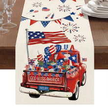 Machine Washable Runner, Patriotic Table Runner, Versatile Home Decor For Independence Day Decoration, American Flag Linen Adds Flair To Your Dining T