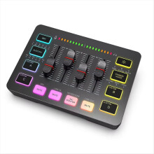 Gaming-Audiomixer, Streaming 4-Kanal RGB-Mixer mit XLR-Mikrofonanschluss I