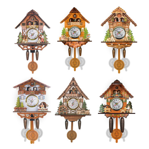 Horloge murale coucou en bois traditionnelle pour-Style C 1