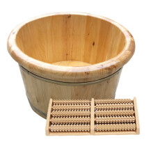 Fußbadewanne aus Holz mit elegantem, abgerundetem Rand, Fußbadebecken aus Massivholz mit hochdichter Verbindungstechnik, entspannendes Fußbad