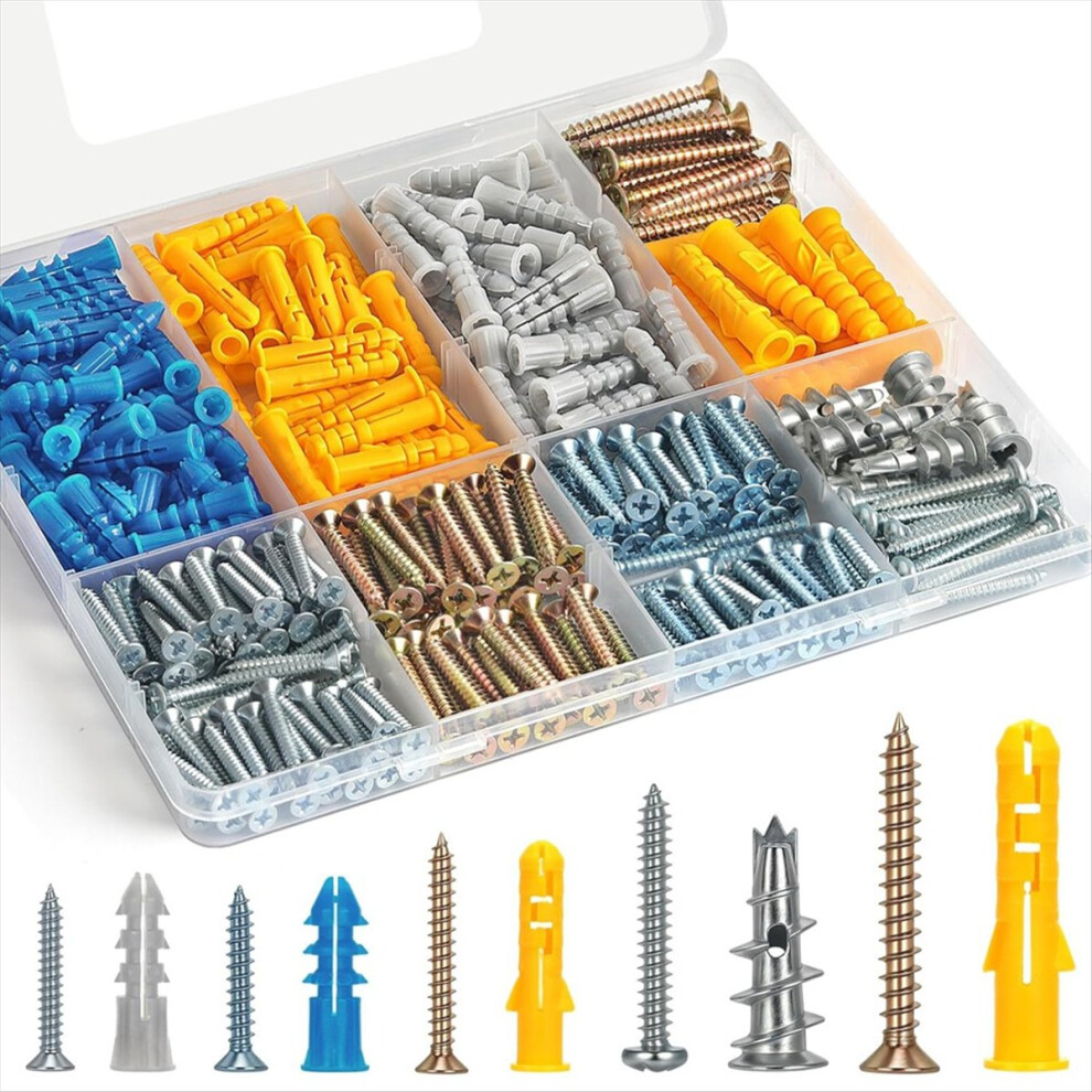 Photos - Nail / Screw / Fastener Drywall Anchor and Screw Combo Set, Zinc Anchor, 5 Sizes Short Long fo