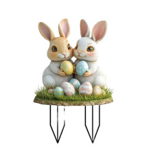 Outdoor Decoration Garden Stake Easter Eggs Rabbit and-OH831