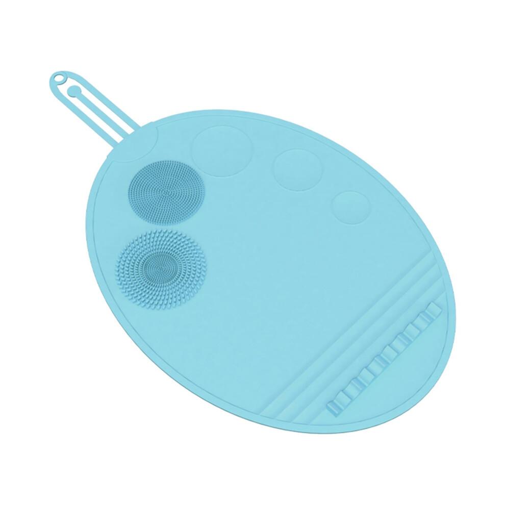 Silicone Makeup Brush Cleaning Mat Fast MultiBrush Cleaner Durable TravelFriendly Blue