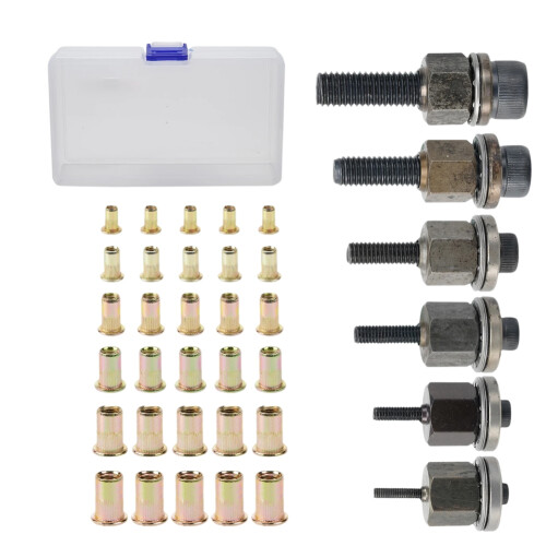 Hand Rivets Nut Tool Sets with Box M3 M5 M6 M8 M10 Rivet Flat Head Acc
