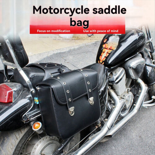 1 Pair Retro Saddlebag PU Leather Side Bags Storage Tail for Universal 2