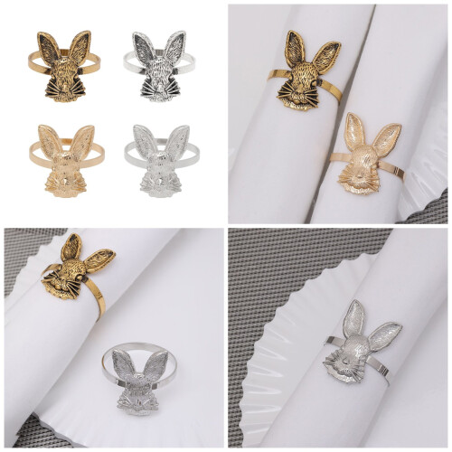 Pack of 6 Multipurpose Rabbit Napkin Rings Holders for Easter-4 2