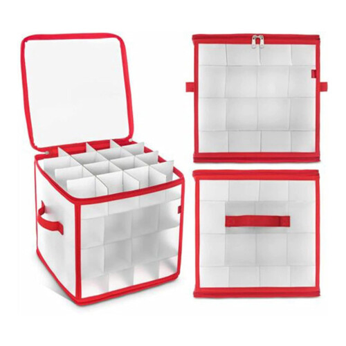 Christmas Bauble Box Storage for 64 Baubles, Foldable Container with Handles