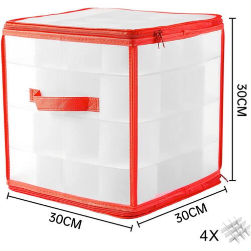 Christmas Bauble Box Storage for 64 Baubles, Foldable Container with Handles 2
