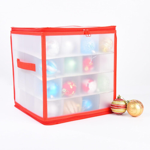 Christmas Bauble Box Storage for 64 Baubles, Foldable Container with Handles 1