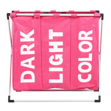 Panier à linge portable en toile, panier pliable d'une stabilité supérieure, tissu Oxford rose, cadre en alliage d'aluminium, trieur de