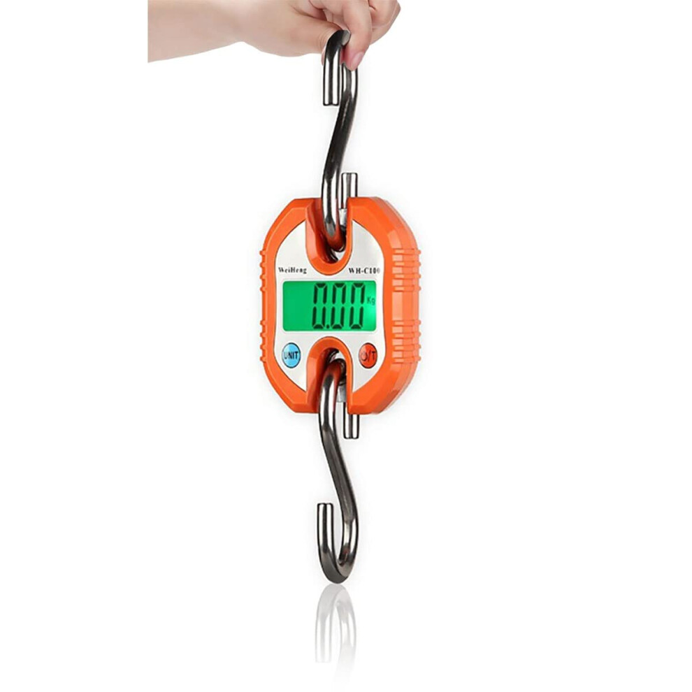 330Lb Digital Hanging Scale Portable Handheld 150Kg Mini Crane Scale With Hooks Led Display For Farm And Livestock Orange 9119770486493