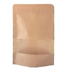 (As show, 9*14cm) 50pcs Kraft Zip Lock Stand Up Bags Pouches With Notch And Matte Window