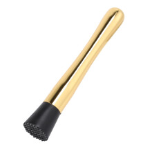 Stainless Steel Cocktail Muddler with Ergonomic Grip Golden Ice Crusher Bar Tool for Lemon Fruit