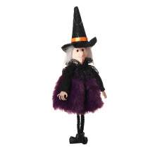 Plüschhexen als dekorative Weinflaschenhüllen für ein zauberhaftes Halloween, mehrfarbig, Größe 22 x 10 x 5 cm, perfekt für drinnen und draußen