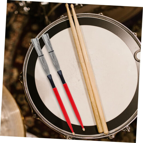 Retractable Drum Wire Brushes with Ergonomic Maple Handles for Jazz Percussion Practice 1