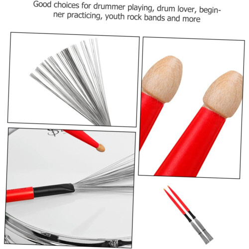 Retractable Drum Wire Brushes with Ergonomic Maple Handles for Jazz Percussion Practice 2