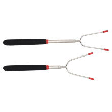 2 x Telescopic Barbecue Forks Vegan Hot Dogs Camping Grill Rotating Suite