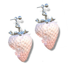 Sweet Strawberry Resin Gift Necklace/Earrings-Pink earrings