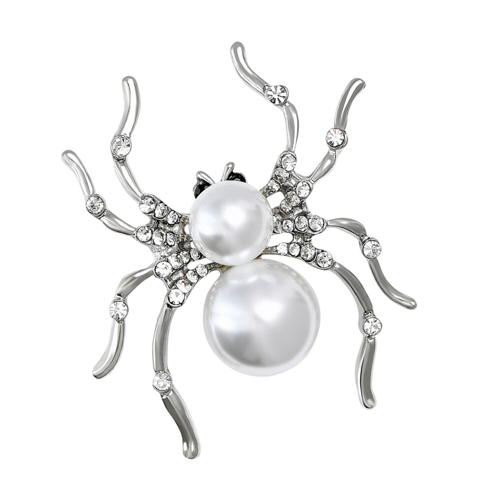 Pearls Decoration Animal Brooch Retro Corsage Unisex-White