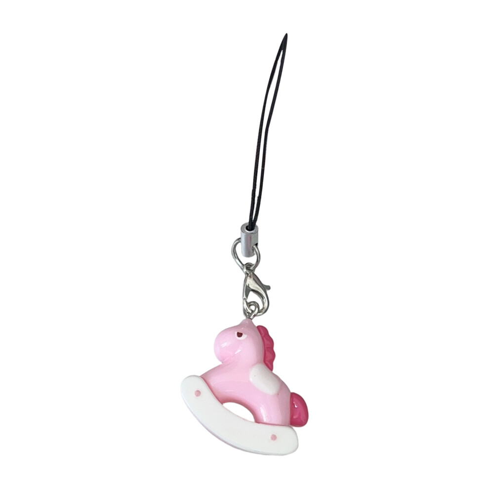 Bright Colored Adorable Horse Keychain For Mobile Devices- White 7696001055519