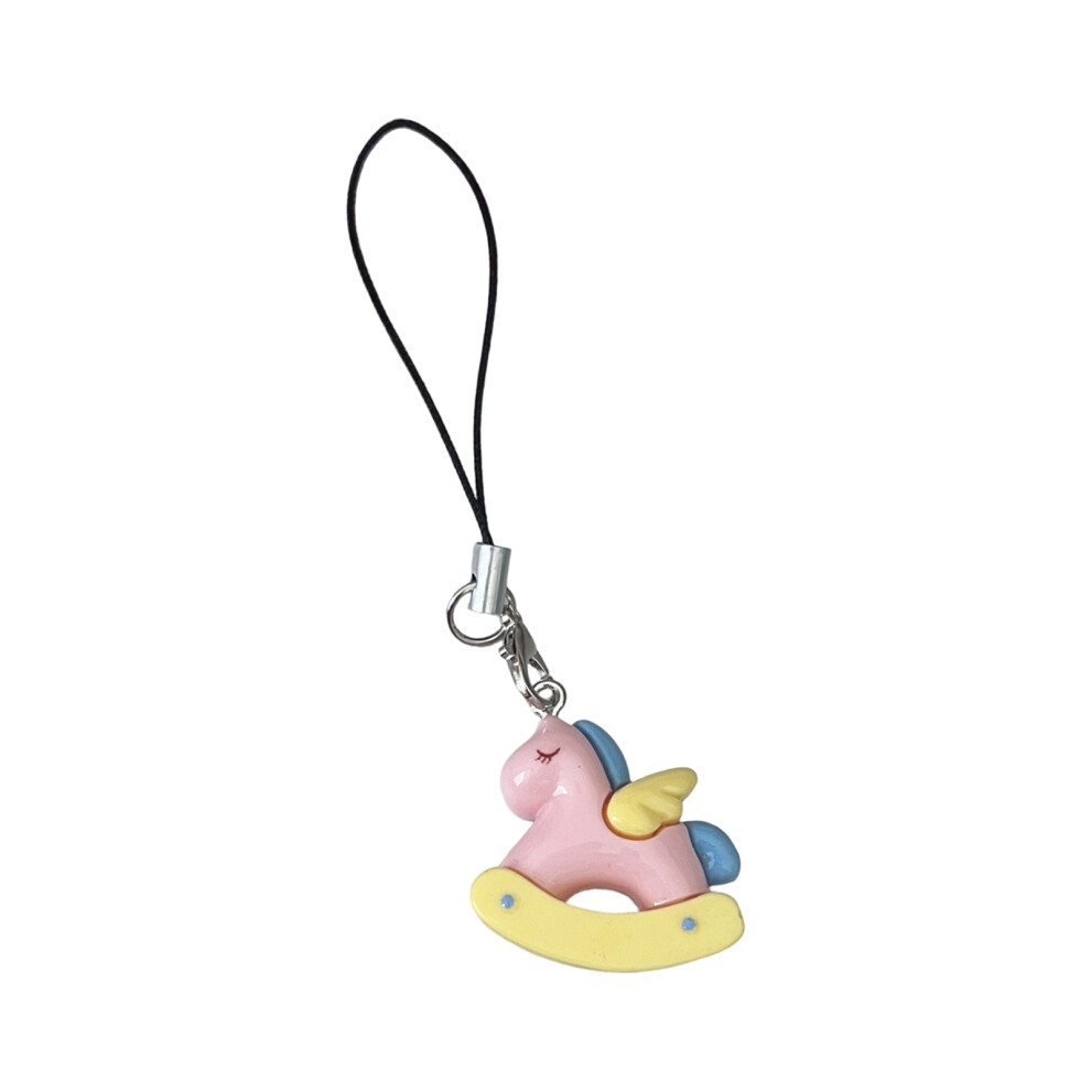 Vibrant Horse Charm Phone Lanyard Keychain For Girls- Yellow 7696001055670