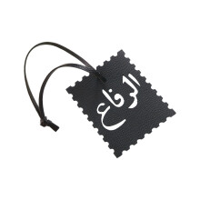 Personalized Arabic Numeral PU Leather Keychain for-Black