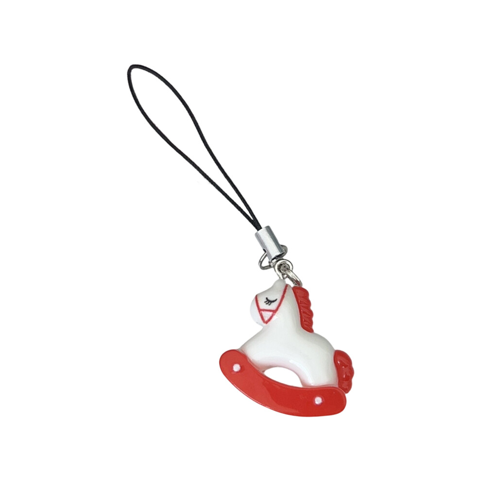 Secure Phone Lanyard Keychain Colorful Horse Charm Portable- Red 7696001054659