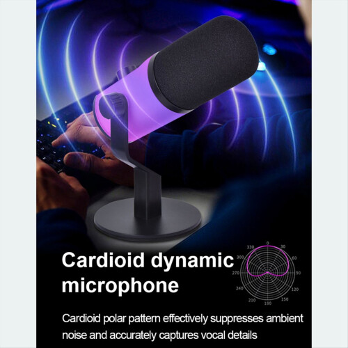 USB/XLR RGB Desktop Dynamic Microphone for Podcasting Recording Gaming 2