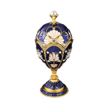 Metal Enamel Eggs Display Box For Jewelry Candy-golden blue