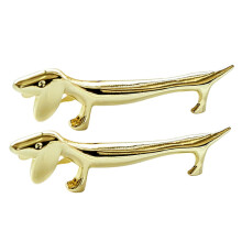 Chopstick Holder with Animal Puppies Metal Chopstick Rest Cutlery Tray for Dining Table Golden 9x2.5cm