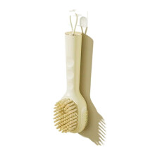 Shoe Cleaning Brush with Soft Bristles and Long Handle for Stubborn Stains, Light Yellow