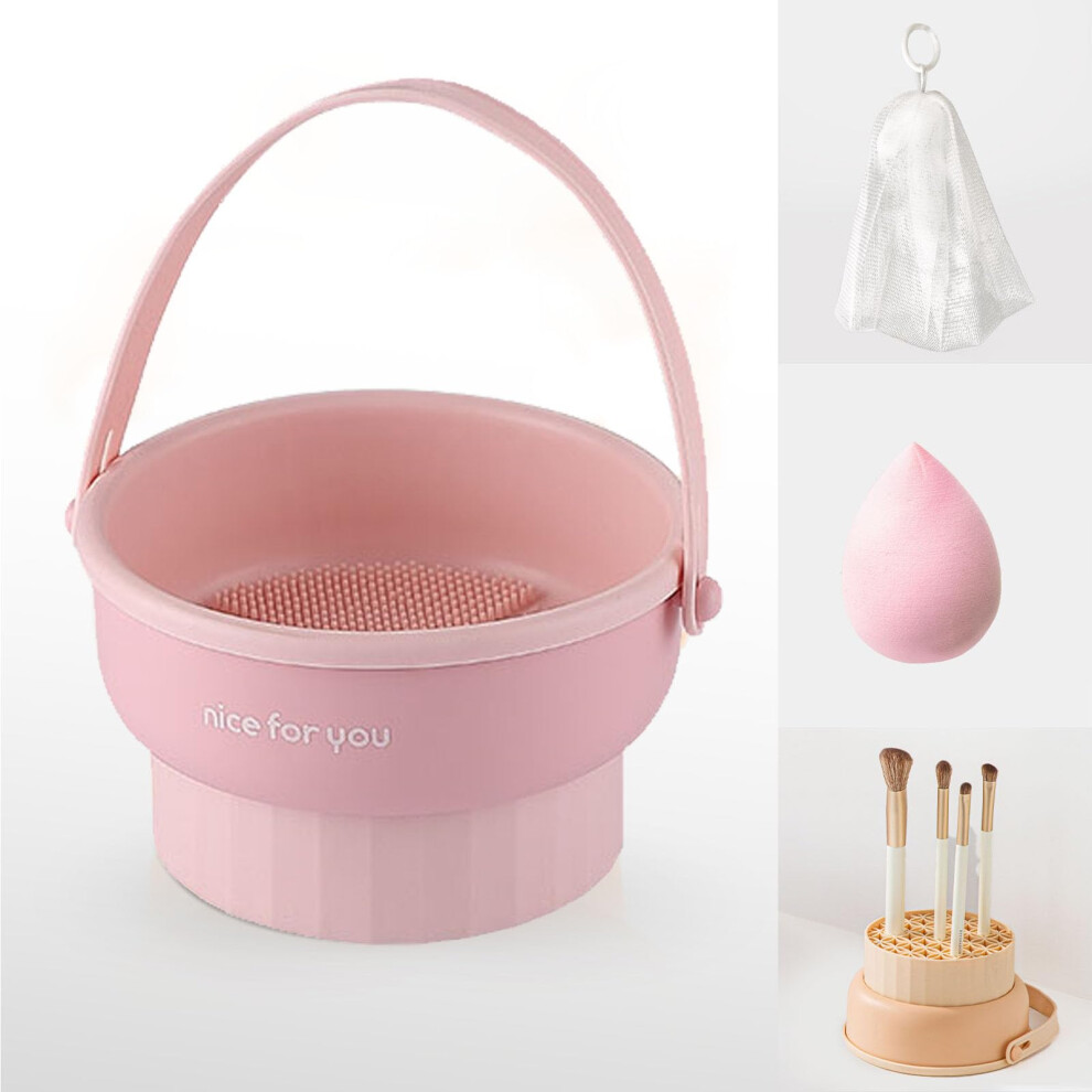 Foldable Silicone Makeup Brush Cleaner Bowl with MultiTexture Scrubber for TravelFriendly Deep Cleaning
