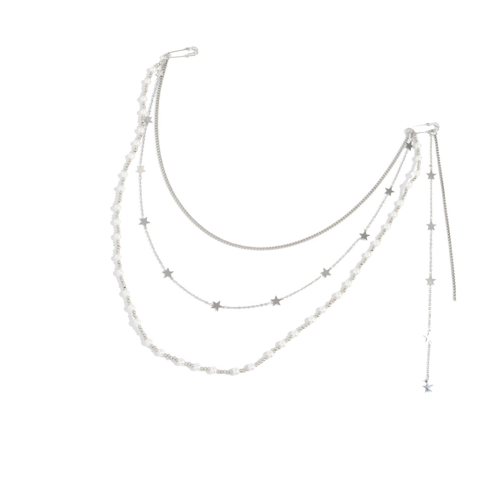 White Lightweight Imitation Pearls Beaded Tassels Brooch-2 K