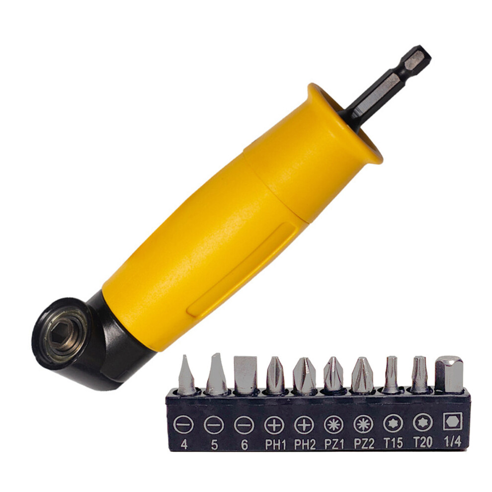 90Degree Angles Drill Attachment Adapter With 10Pcs-Yellow 7696001059982