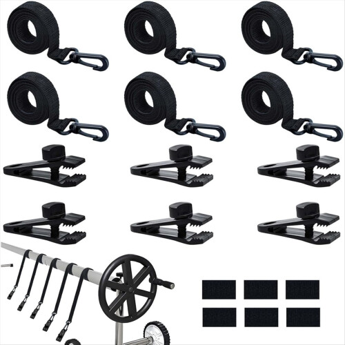 18Pcs Upgraded Pool Solar Cover Reel Straps Attachment Kit