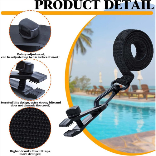 18Pcs Upgraded Pool Solar Cover Reel Straps Attachment Kit 2