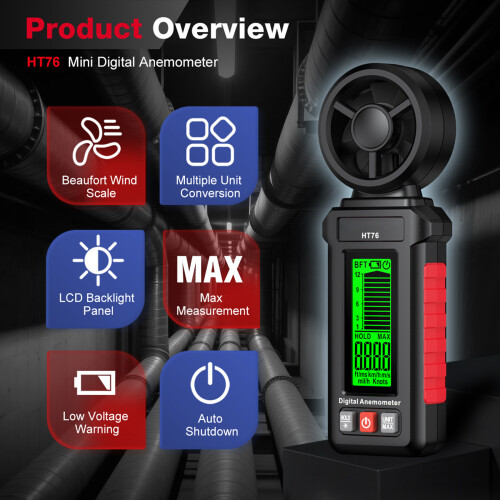 Energy Efficient Handheld Mini Anemometer Featuring LCD Display 1