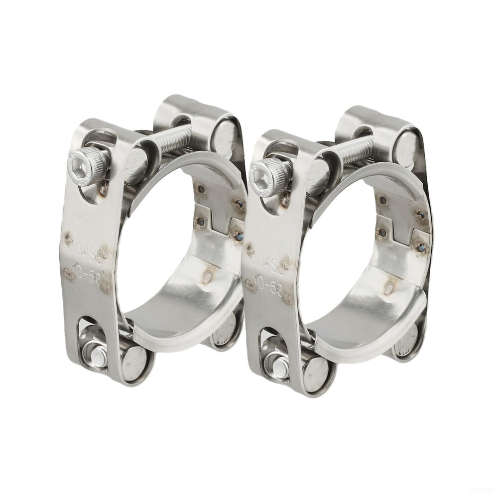 2X Stainless Steel T Bolt Double Head Hose Clamp For Pressure Turbo And Engine Cooling Hose, Suitable For Exhaust Systems (4050Mm) 9119770489098