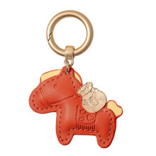Cartoon Horse Designs Leather Keychain Pendant Symbolizing-Red