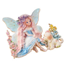 Perfect Gift Cartoon Girl Brooch Lovely Dog Accent Badge-Blue